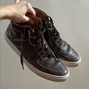 Beckett Simonon Garcia Dark Brown Leather High-Top Sneakers with White Sole